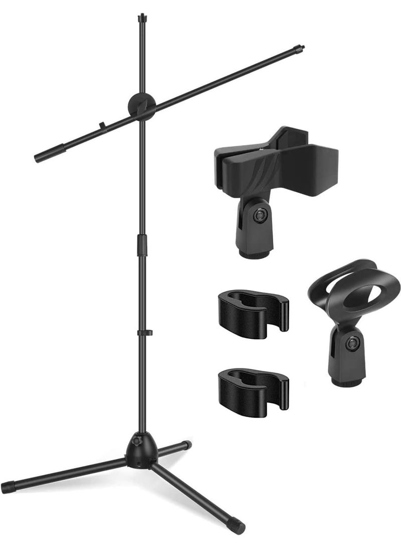 Professional Microphone Stand with Boom Arm, Adjustable Height, Tripod Base, Black 