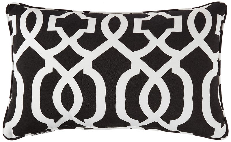 Pillow Perfect Trellis IndoorOutdoor Accent Throw Pillow Plush Fill Weather and Fade Resistant Lumbar  115 x 185 Black New Geo 2 Count