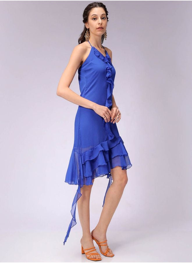 Freehand - Women Fitted Party Wear Solid Ruffle Dress - Image 1