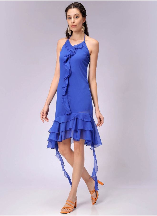 Freehand - Women Fitted Party Wear Solid Ruffle Dress - Image 1