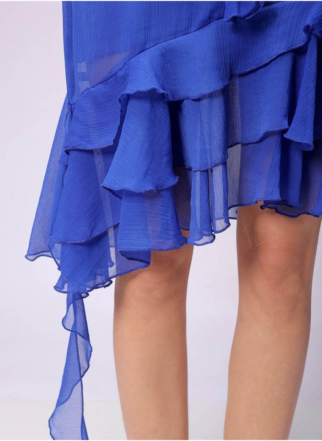 Freehand - Women Fitted Party Wear Solid Ruffle Dress - Image 1