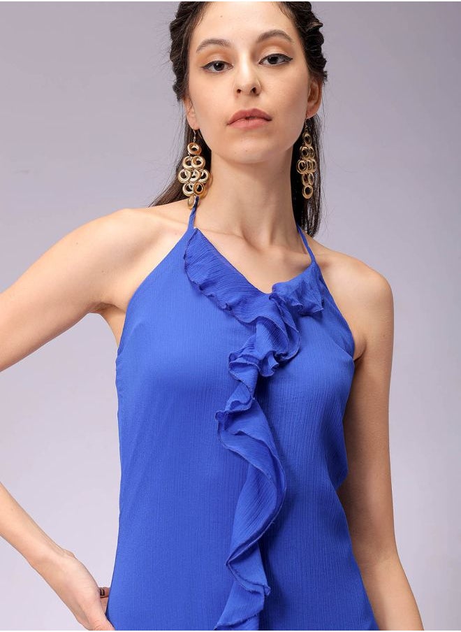 Freehand - Women Fitted Party Wear Solid Ruffle Dress - Image 1