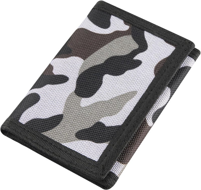 NEICY RFID Blocking Canvas Wallet for Men and Women - Camo Trifold Outdoor Sports Wallets with Magic Sticker for Teen Kids (Camo Grey02) - Image 1