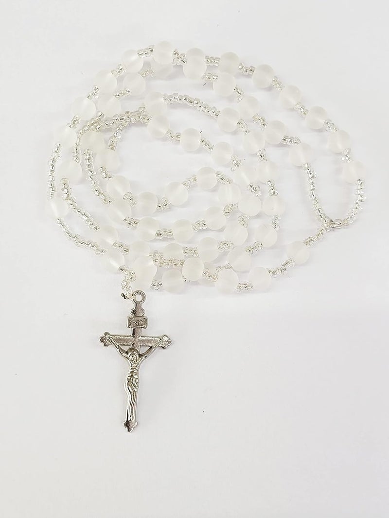 White Rosary for Praying for Men Women Wedding Rosary Communion Rosary - Image 3
