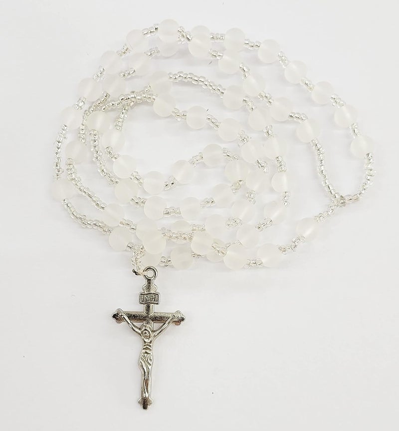 White Rosary for Praying for Men Women Wedding Rosary Communion Rosary - Image 2