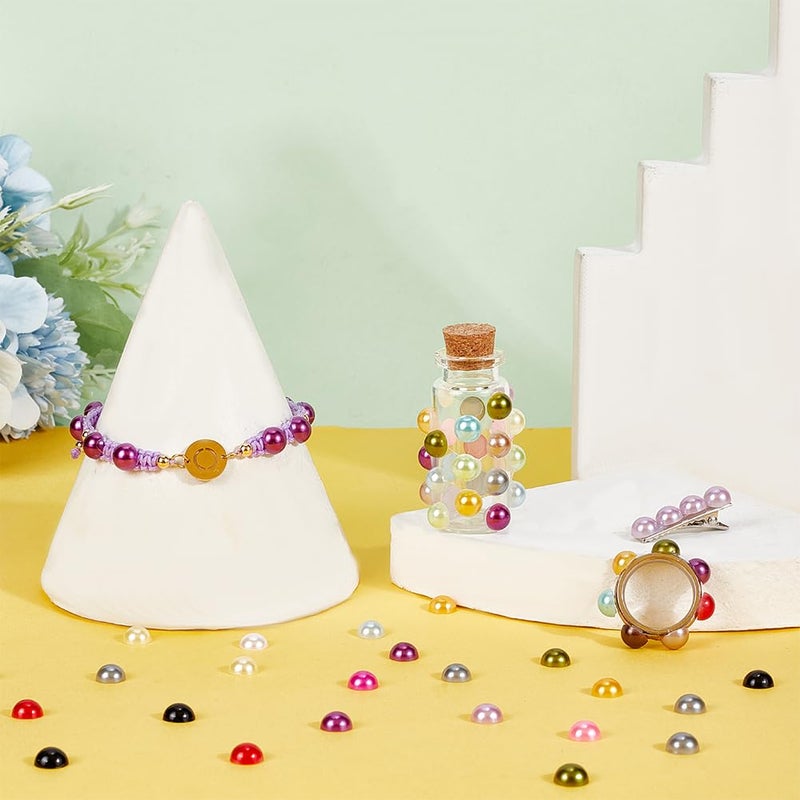 PH PandaHall 1440 Pcs Imitation Pearl Cabochon 8mm Half Round Faux Pearl Cabochons for DIY Scrapbook Phone Case Card Making Nail Craft Bottle Phone Shoe Decoration - Image 5