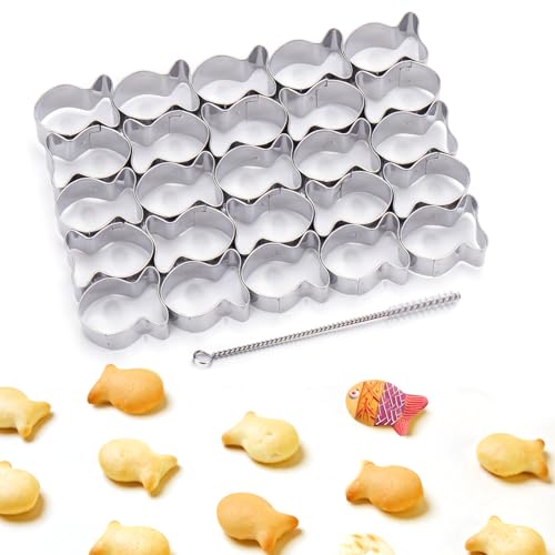 AIERSA Gold Fish Cracker Cutter,25 Cavity Fish Cookie Cutter,Mini Gold Fish Shapes Molds for Cookie,Non-stick Dough, Stainless Steels Cookie Cutters Mold for Baking - Image 1