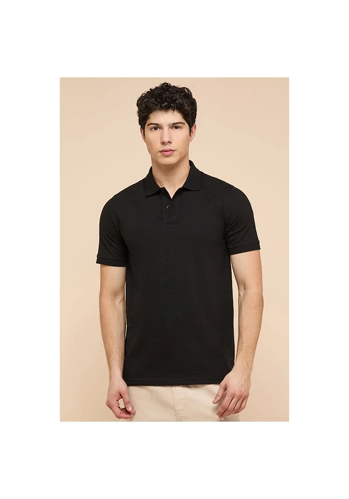 Textured Polo T-Shirt with Short Sleeves