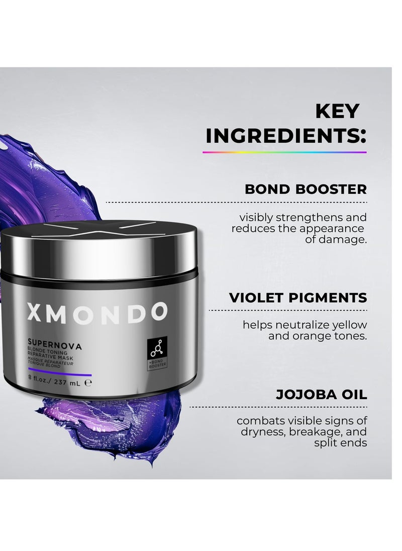 XMONDO XMONDO Hair Supernova Blonde Toning Reparative Mask | Vegan Formula Reduces Unwanted Brassy & Yellow Tones on Blonde, Highlighted, and Gray Hair | 8 Fl Oz, 1-Pack  - Image 3