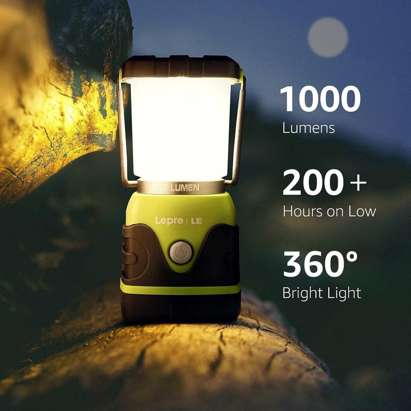Lepro LE 1000LM Battery Powered LED Camping Lantern, Waterproof Tent Light with 4 Light Modes, Camping Essentials, Portable Lantern Flashlight for Camping, Emergency Light, Power Outages, Not Rechargeable - Image 1