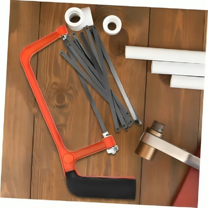 Mini hand saw for carpentry and woodworking, heavy duty adjustable steel blade, red and black color, 12 x 30 cm - Image 3