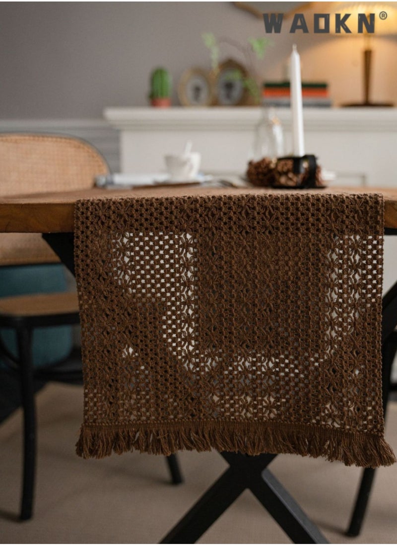 WAOKN Gorgeous and Elegant Khaki Jute Table Runner, Adding Unique Charm for Rustic Home Decor, Premium Solid Color Tablecloth with Tassels, Perfect for Dining Room Tables and Special Occasions  - Image 5