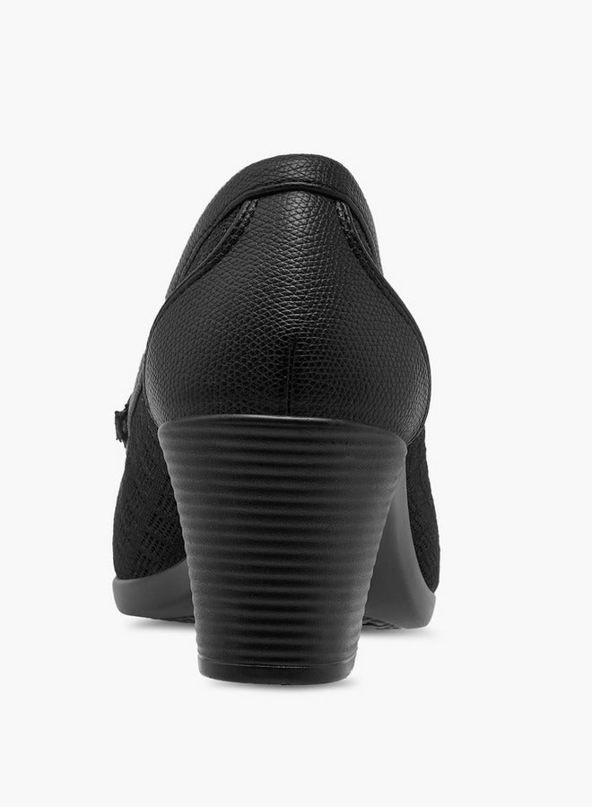 Flora Bella By Shoexpress Women Textured Slip-On Block Heel Shoes - Image 5