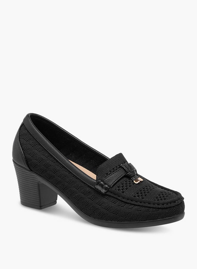 Flora Bella By Shoexpress Women Textured Slip-On Block Heel Shoes - Image 2