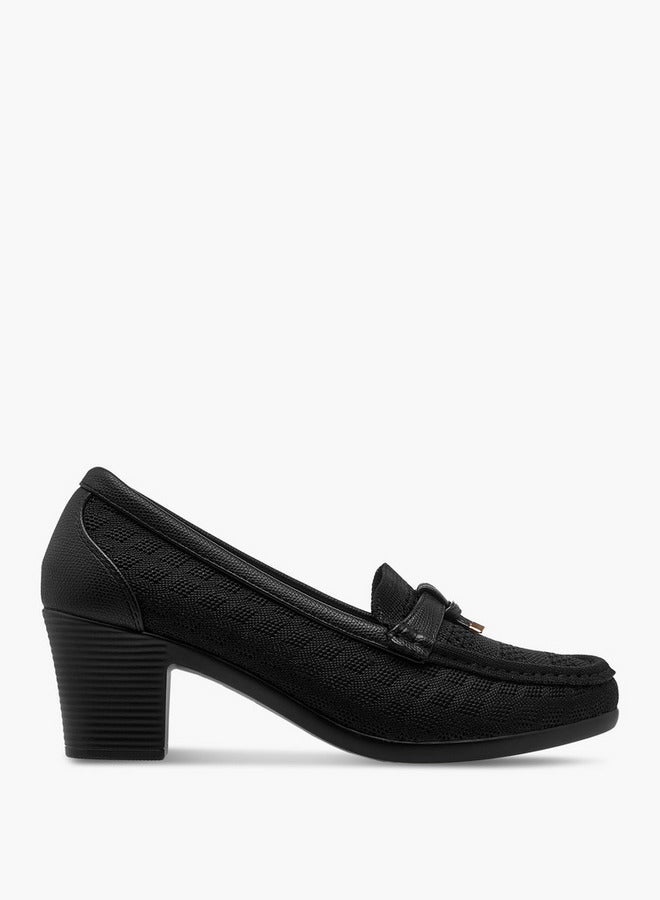 Flora Bella By Shoexpress Women Textured Slip-On Block Heel Shoes - Image 1