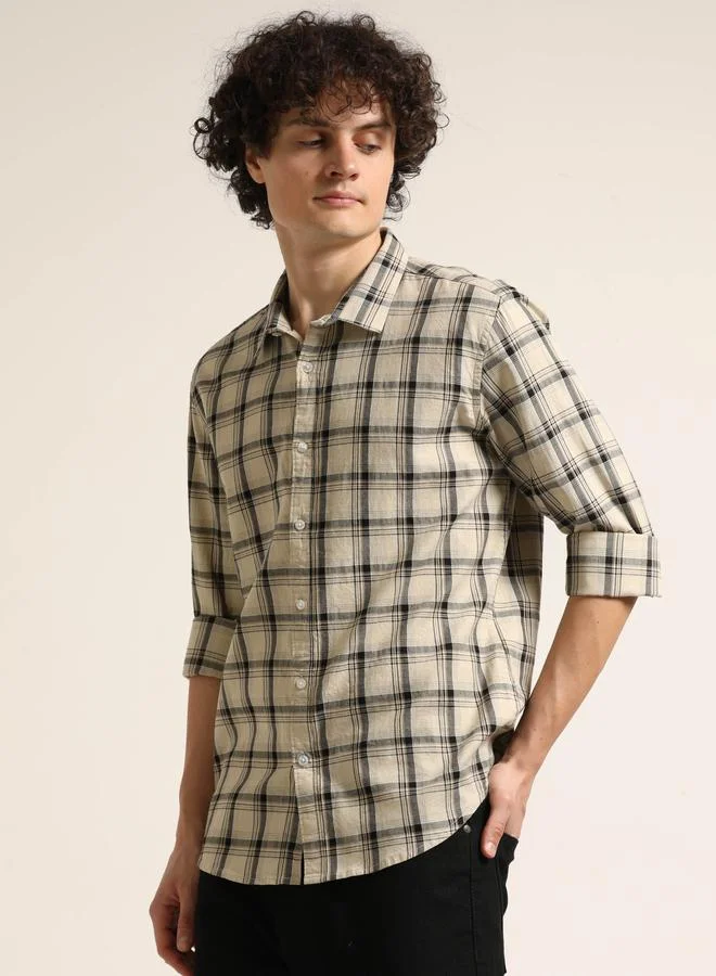 بوشيرت قميص كاجوال بطبعة مربعات