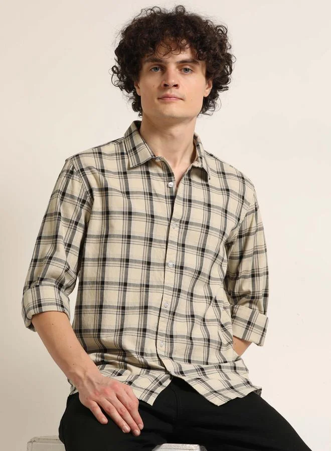 بوشيرت قميص كاجوال بطبعة مربعات