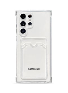 Generic Clear Wallet Phone Case for Samsung Galaxy S22 Ultra Upgrade Card Slot Case Slim Fit Protective Soft TPU Shockproof Cover with Cute Card Holder - Transparent  - Image 1