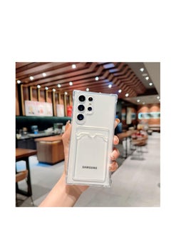 Generic Clear Wallet Phone Case for Samsung Galaxy S22 Ultra Upgrade Card Slot Case Slim Fit Protective Soft TPU Shockproof Cover with Cute Card Holder - Transparent  - Image 4