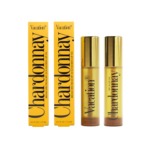 VACATION Chardonnay Lip Oil SPF 30, Sunscreen for Lips, Hydrating, Caramel Vanilla Flavored Lip Gloss, Clear Plumper, Non-Sticky, Vegan, 0.2 Fl. Oz. (Pack of 2) - Image 1