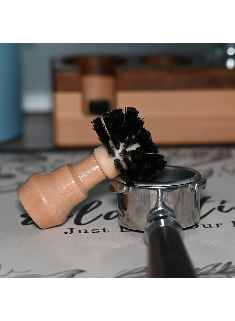 Professional Espresso Tamper Cleaning Brush with Wooden Handle for 51mm 54mm Coffee Powder Bowl Coffee Machine Accessories Compatible Replacement Part For Delonghi and Breville Sage Machines