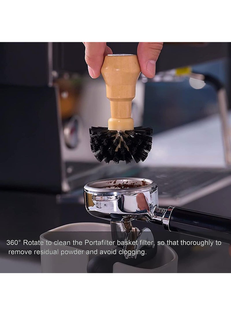 Professional Espresso Tamper Cleaning Brush with Wooden Handle for 51mm 54mm Coffee Powder Bowl Coffee Machine Accessories Compatible Replacement Part For Delonghi and Breville Sage Machines
