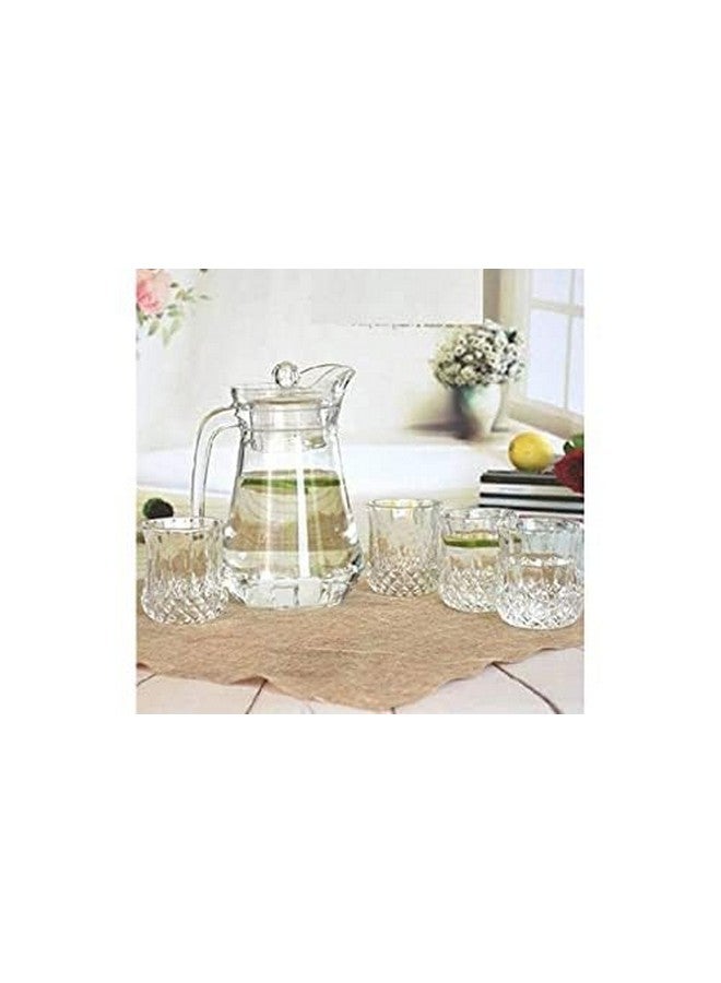Dakshayanii Dakshayanii Glassware Imported Crystal Glass Carafes & Pitchers Jug (1300 ml) 6 Glass (220 ml) Jug Glass Set, (Pack of 7 Pcs Box)  - Image 1