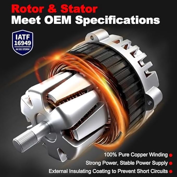 TOPAZ 1042101530 31100RX0A01 12V 130A New Alternator Overdrive Pulley Fit for Honda Civic 12-15 CR-V 2012-2014 2.4L - Image 2