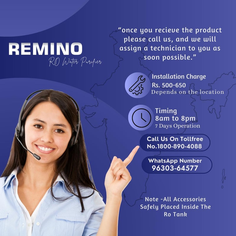 REMINO منقي مياه ريمينو زنك نحاس مع منقي RO UV UF وضبط TDS سعة 12 لتر 10 مراحل تنقية مناسب لجميع أنواع إمدادات المياه باللون الأسود - Image 5