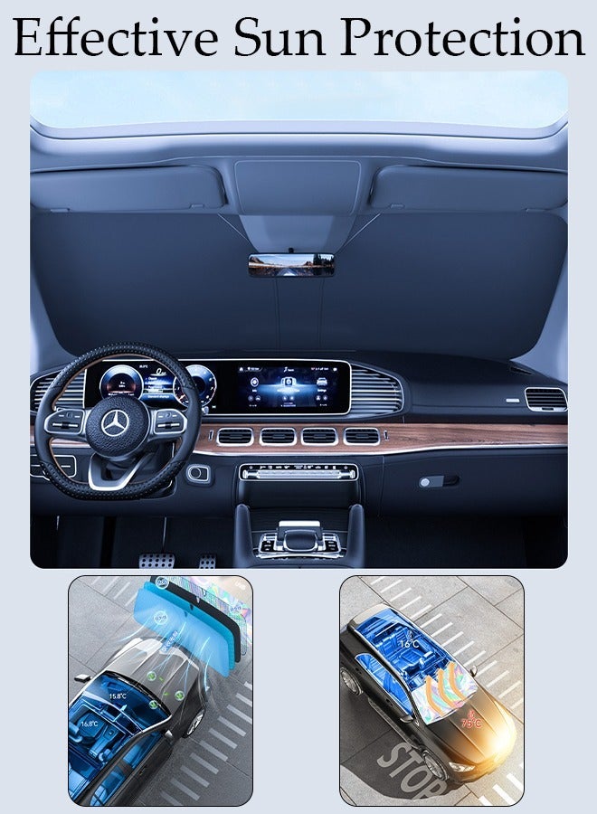 DUNISO Foldable Car Windshield Sun Shade, Front Windshield Sun Shade Blocks UV Rays, Sun Visor Protector, Keeps Vehicle Cooler, Keep Your Vehicle Cool And Damage Free For Most Cars - Image 3
