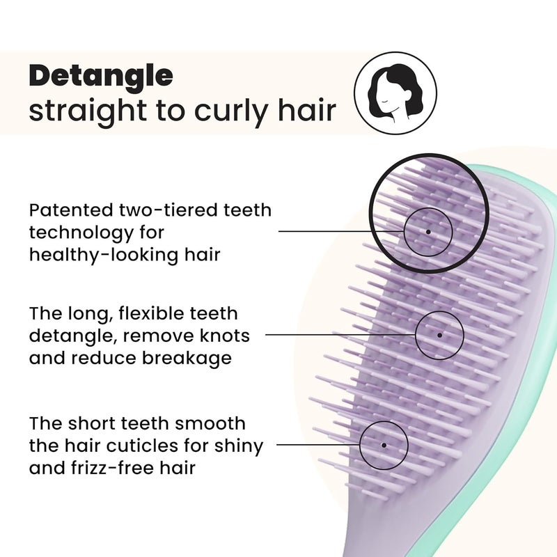 TANGLE TEEZER فرشاة شعر لإزالة التشابك النهائية، تقضي على العقد وتقلل من التكسر، فرشاة شعر صغيرة للسفر، تناسب الأيدي الصغيرة وجميع أنواع الشعر، ورقة الويستيريا - Image 2