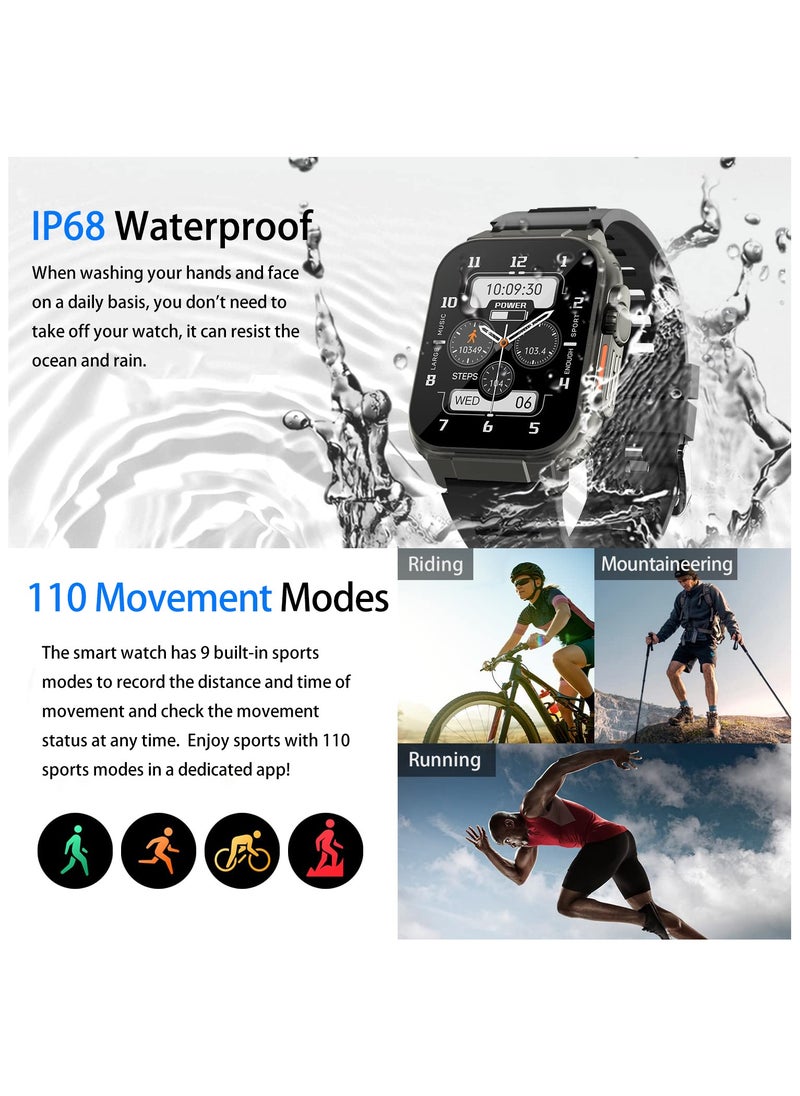 ibsun - Smart Watch(Receive & Dial), 1.96" Screen IP68 Smart Watch for Men Women, SmartWatchs with Health Tracker/Fitness Tracker/Call/Text/AI Voice Assistant - Image 1