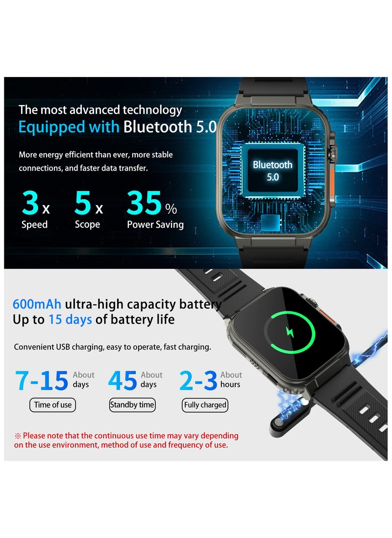 ibsun - Smart Watch(Receive & Dial), 1.96" Screen IP68 Smart Watch for Men Women, SmartWatchs with Health Tracker/Fitness Tracker/Call/Text/AI Voice Assistant - Image 1