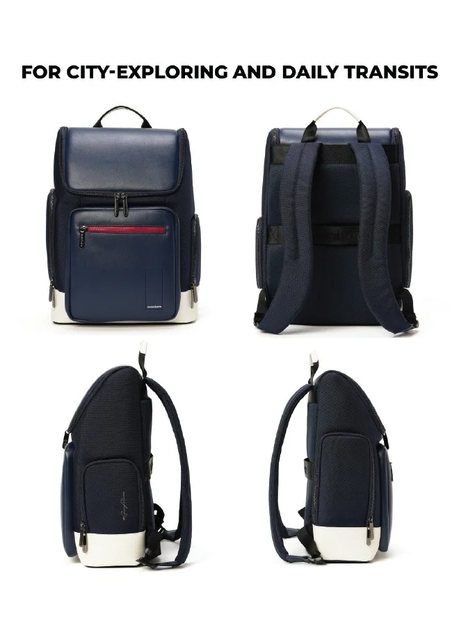 Mokobara The Hovercraft Backpack Water-Resistant 15.6" Laptop Bag with Luggage Sleeve for Work, Travel, and Daily Use - Suitable for Men and Women Navy Blue