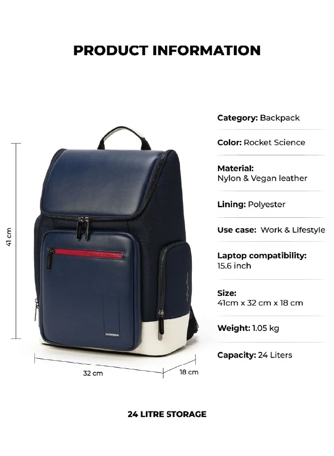 Mokobara The Hovercraft Backpack Water-Resistant 15.6" Laptop Bag with Luggage Sleeve for Work, Travel, and Daily Use - Suitable for Men and Women Navy Blue