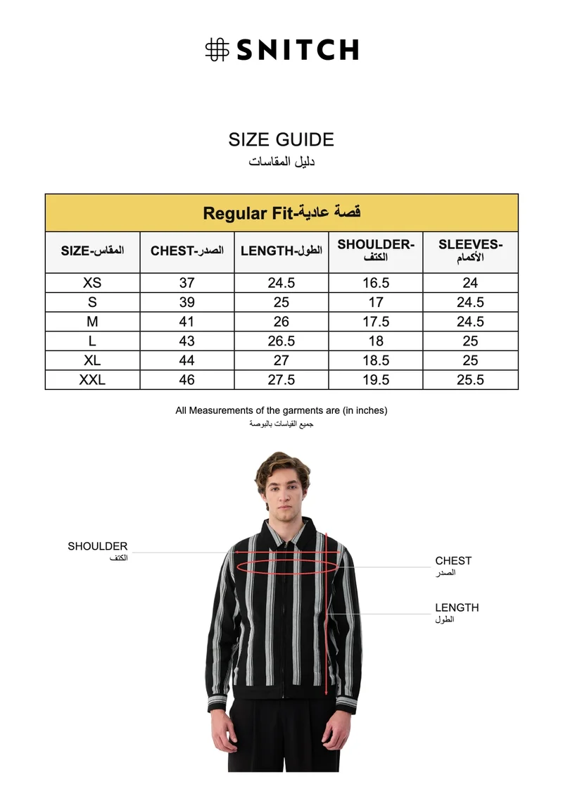 SNITCH Black Regular Fit Stripes Zipper Jacket for Men | Best Price UAE