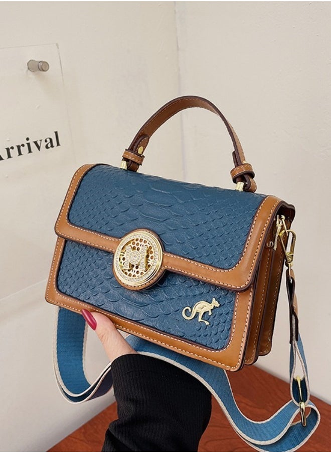 WAOKN - Women's Retro Texture Shoulder Bag, Ladies Simple Top Handle Crossbody Bag Sling Bag Side Bag, Contrasting PU Leather Tote Bag Handbag Clutch Bag - Image 1