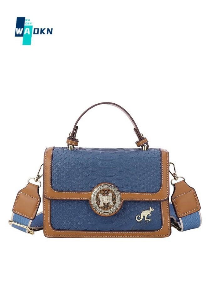 WAOKN - Women's Retro Texture Shoulder Bag, Ladies Simple Top Handle Crossbody Bag Sling Bag Side Bag, Contrasting PU Leather Tote Bag Handbag Clutch Bag - Image 1