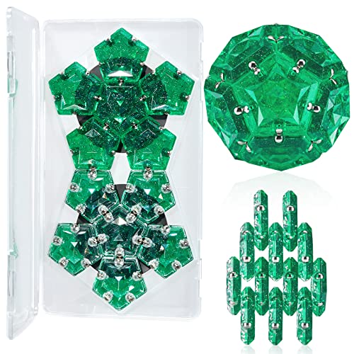 RoomyRoc Magnetic Fidget Sphere Magnets Balls Crystal Green Holographic Glitter Magnet Fidgets Toy 12 Piece Set Creativity Beyond Imagination Inspirational Recreational Desk Toys for Adults - Image 1