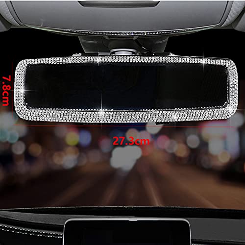 WedFeir Bling Rhinestone Car Rear View Mirror, Mirror with Crystal Diamonds Rhinestones for Women,Car Interior Trim. ( Sliver ) - Image 2