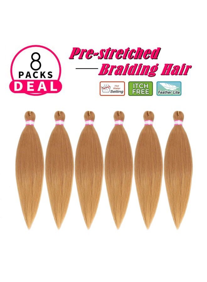Dorsanee Honey Blonde Braiding Hair Pre Stretched 20 Inch 6 Packs Braiding Hair Extensions for Crochet Box Braids Twists Locs Hair Itch Free Soft Yaki Texture Hot Water Setting (20inch,#27) - Image 2