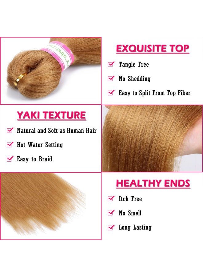 Dorsanee Honey Blonde Braiding Hair Pre Stretched 20 Inch 6 Packs Braiding Hair Extensions for Crochet Box Braids Twists Locs Hair Itch Free Soft Yaki Texture Hot Water Setting (20inch,#27) - Image 3