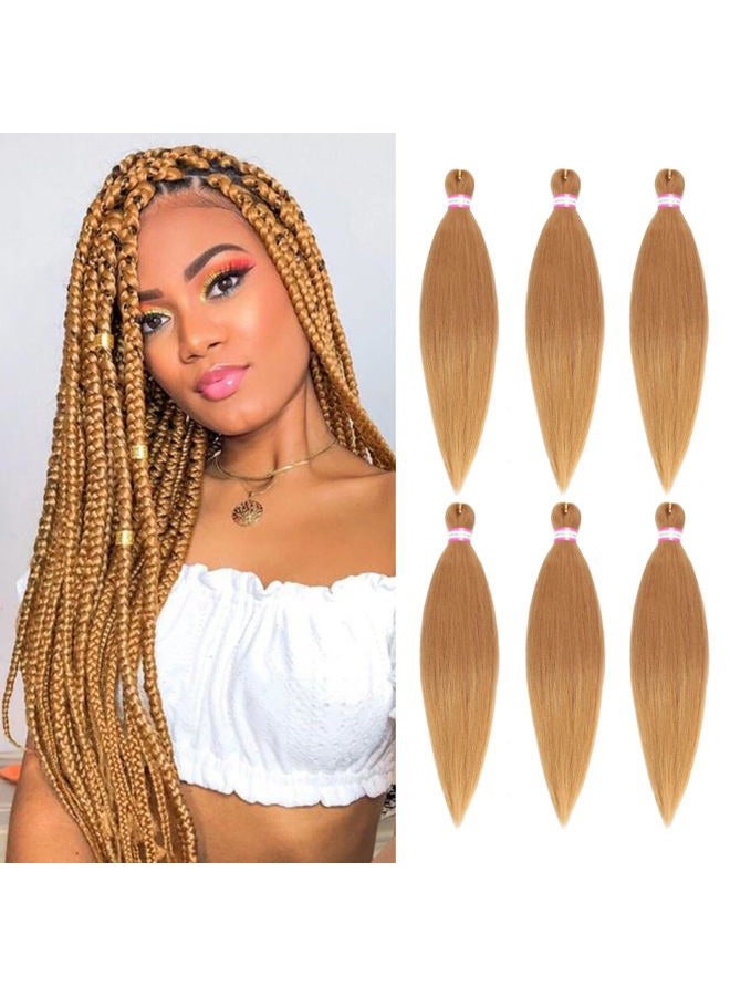 Dorsanee Honey Blonde Braiding Hair Pre Stretched 20 Inch 6 Packs Braiding Hair Extensions for Crochet Box Braids Twists Locs Hair Itch Free Soft Yaki Texture Hot Water Setting (20inch,#27) - Image 1