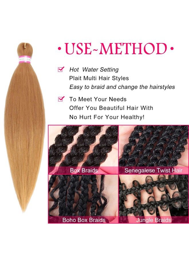 Dorsanee Honey Blonde Braiding Hair Pre Stretched 20 Inch 6 Packs Braiding Hair Extensions for Crochet Box Braids Twists Locs Hair Itch Free Soft Yaki Texture Hot Water Setting (20inch,#27) - Image 4