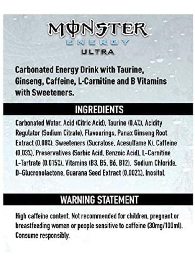 Monster Energy Zero Ultra, Sugar Free Energy Drink, 16 Ounce (Pack of 15) - Image 4