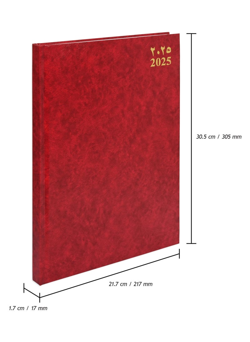 FIS FIS A4 Diary 2025 Arabic/English (Saturday & Sunday Combined) Maroon - FSDI47AE25MR  - Image 4