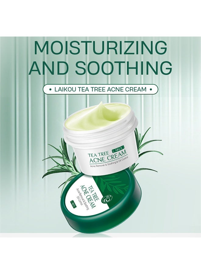 Laikou Tea Tree Acne Cream,Tea Tree Oil Face Cream for Oily Skin, Extra Soothing & Nourishing Non-Greasy Facial Moisturizer, Gently Repair For Dry Skin, Balancing Oily Skin Moisturizer - Non-Greasy Moisturizer - Image 2