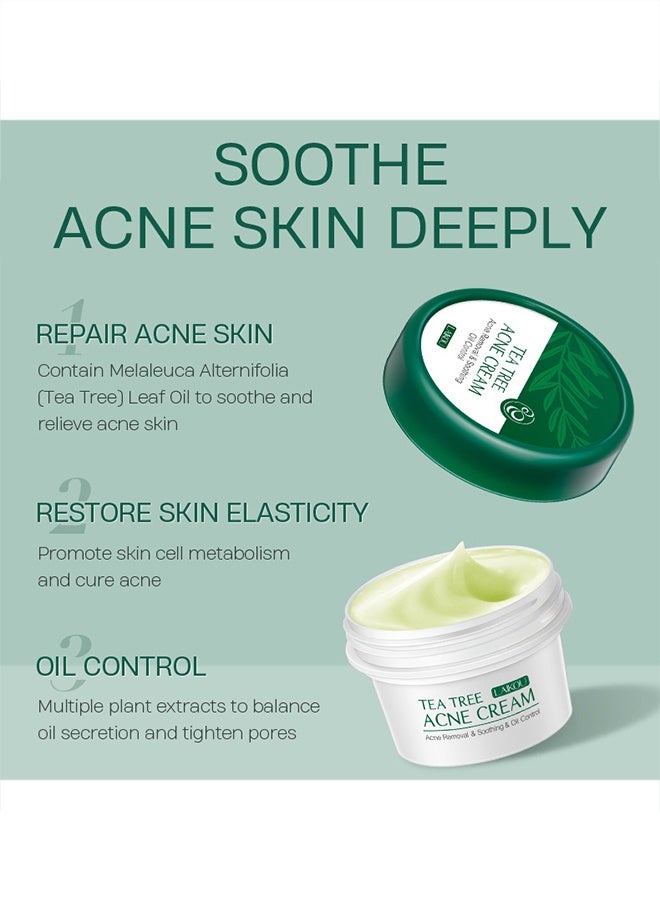 Laikou Tea Tree Acne Cream,Tea Tree Oil Face Cream for Oily Skin, Extra Soothing & Nourishing Non-Greasy Facial Moisturizer, Gently Repair For Dry Skin, Balancing Oily Skin Moisturizer - Non-Greasy Moisturizer - Image 4