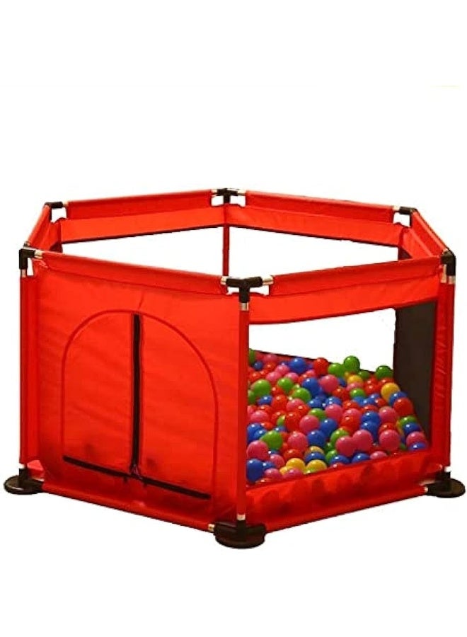 SUPAAR Baby Foldable playyard new Playpen with Basketball Hoop & Bracket and Children's Safety Fence, Indoor Baby Game Playpen Crawling Toys House, Infant Shatter-Resistant Fence (red small playpen)  - Image 3
