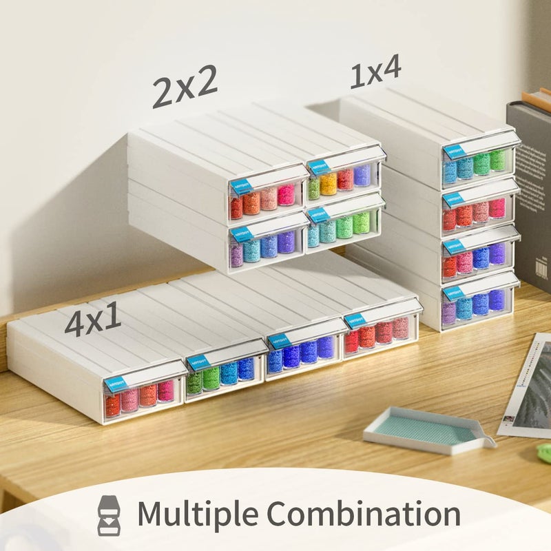 ARTDOT 4-Pack Interlocking Storage Containers for Diamond Art Kits for Adults, 128 Slots Storage Box for Diamond Painting Accessories and Tools - Image 4